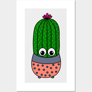 Cute Cactus Design #347: Potted Saguaro Cactus With A Cute Flower Posters and Art